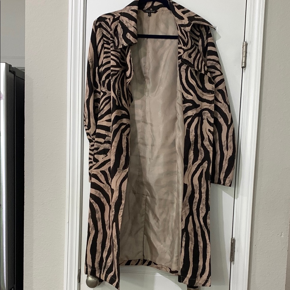 Samuel Dong Zebra Statement Trench Coat M - Picture 11 of 13